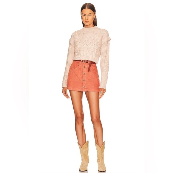 NWT Free People Ray Corduroy Mini Skirt in Myrrh Size 12 - Picture 1 of 10
